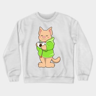 Cat with Cup of Coffee & Pajamas Crewneck Sweatshirt